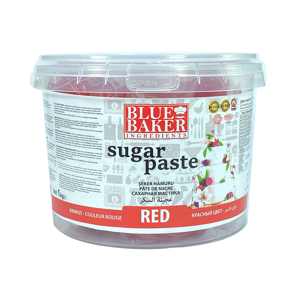 Red Sugar Paste 1kg Pail