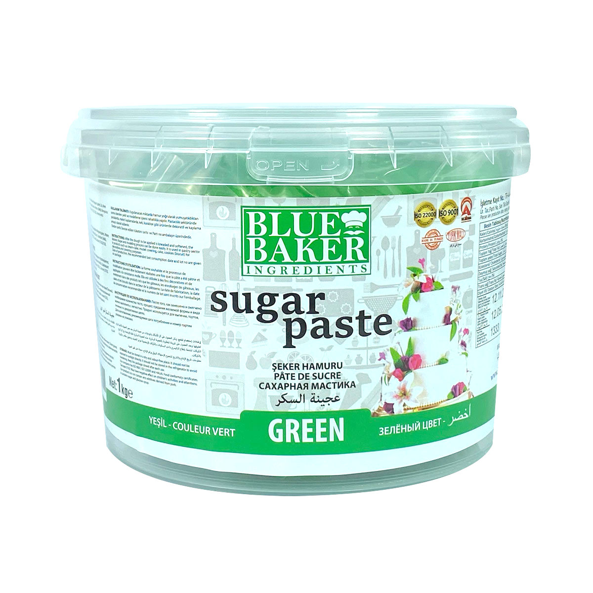 Green Sugar Paste 1kg Pail